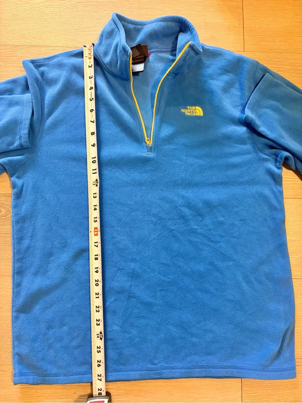 The North Face Men’s Bright Blue Quarter-Zip Fleece with Yellow Accents